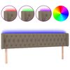 vidaXL Čelo postele s LED taupe 203 x 16 x 78/88 cm textil
