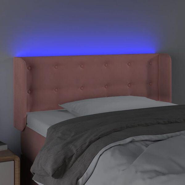 vidaXL Čelo postele s LED růžov&eacute; 83 x 16 x 78/88 cm samet