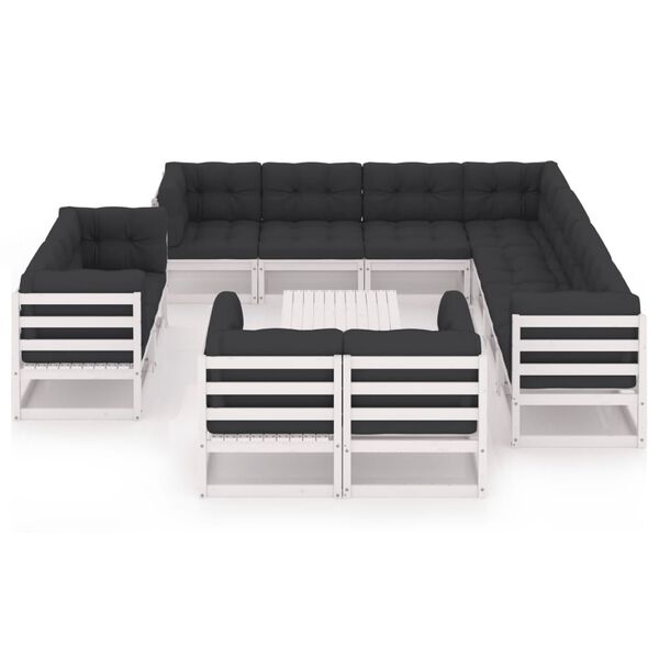 vidaXL 12d&iacute;ln&aacute; zahradn&iacute; souprava s podu&scaron;kami b&iacute;l&aacute; masivn&iacute; borovice