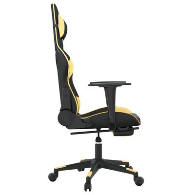 vidaXL Masážní herní židle s podnožkou černá a zlatá umělá kůže