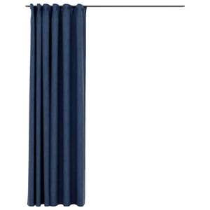 vidaXL Zatemňovac&iacute; z&aacute;věsy s h&aacute;čky vzhled lnu modr&eacute; 290 x 245 cm