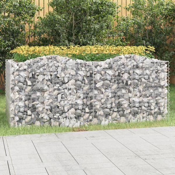 vidaXL Klenut&yacute; gabion vyv&yacute;&scaron;en&yacute; z&aacute;hon 200x100x100 cm pozinkovan&eacute; železo