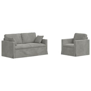 vidaXL Set pohovek 2 pcs Světle &scaron;ed&aacute; 158 x 78 x 80 cm samet