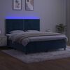 vidaXL Box spring postel s matrac&iacute; a LED tmavě modr&aacute; 180x200 cm samet
