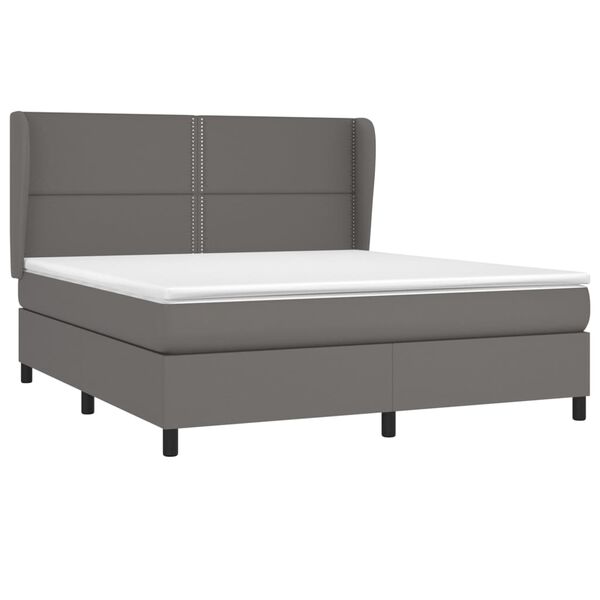 vidaXL Box spring postel s matrac&iacute; &scaron;ed&aacute; 160x200 cm uměl&aacute; kůže