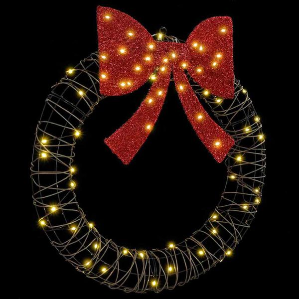 vidaXL Věnec s 60 LED diodami Tepl&aacute; b&iacute;l&aacute; 75 cm Ratan