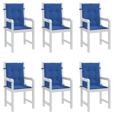 vidaXL Podušky na židli nízké opěradlo 6 ks královsky modré 100x50x3cm