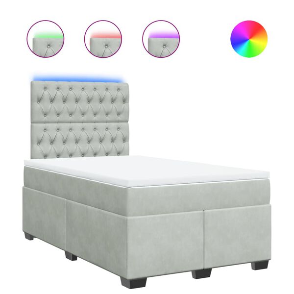 vidaXL Box spring postel s matrac&iacute; světle &scaron;ed&aacute; 120 x 200 cm samet