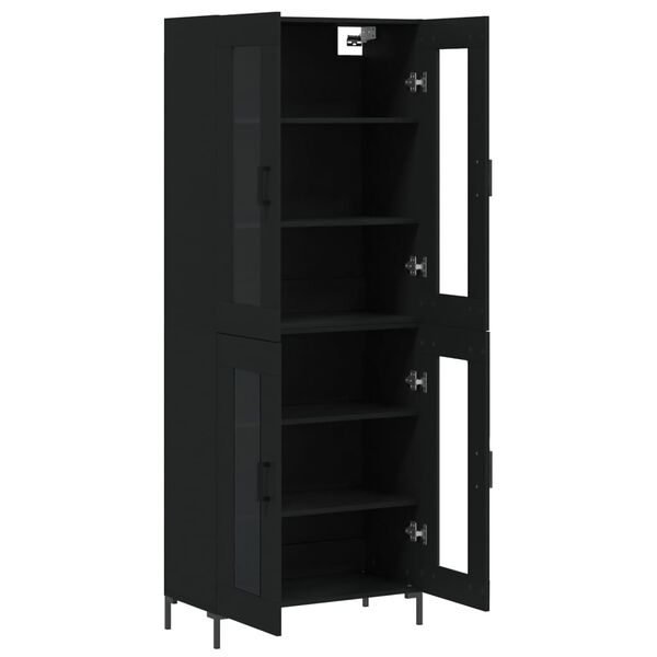 vidaXL Skř&iacute;ň highboard čern&aacute; 69,5 x 34 x 180 cm kompozitn&iacute; dřevo