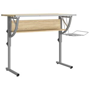 vidaXL Řemesln&yacute; stůl dub sonoma &scaron;ed&yacute; 110x53x(58&ndash;87) cm kompozit a ocel