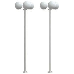 vidaXL Venkovn&iacute; stojac&iacute; lampy 2 ks stř&iacute;brn&eacute; 215 cm nerezov&aacute; ocel