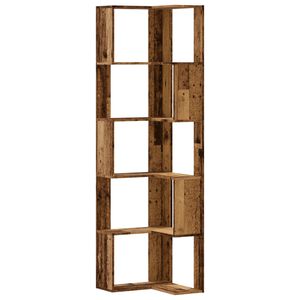 vidaXL Rohov&aacute; 5patrov&aacute; knihovna old wood 50x50x179 cm kompozitn&iacute; dřevo