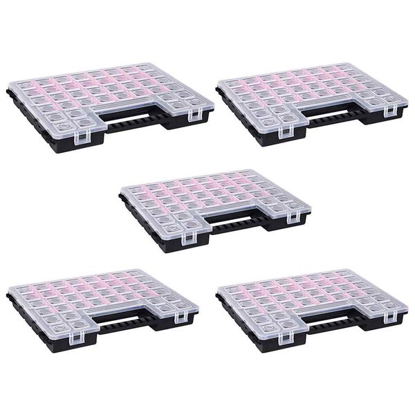 vidaXL Boxy na souč&aacute;stky 5 ks nastaviteln&eacute; přihr&aacute;dky 385x283x50 mm