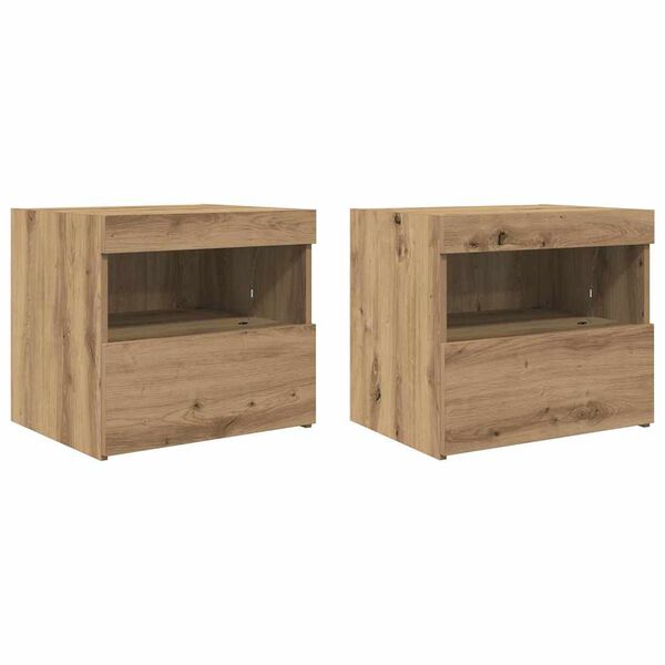 vidaXL Nočn&iacute; skř&iacute;ňka se z&aacute;suvkou 2 pcs Artisanov&yacute; dub 50 x 40 x 45 cm