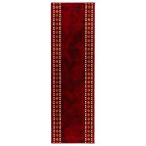 vidaXL Běhoun FLORNES Tkan&yacute; Červen&aacute; Diamanty 67 x 150 cm PP 7 mm