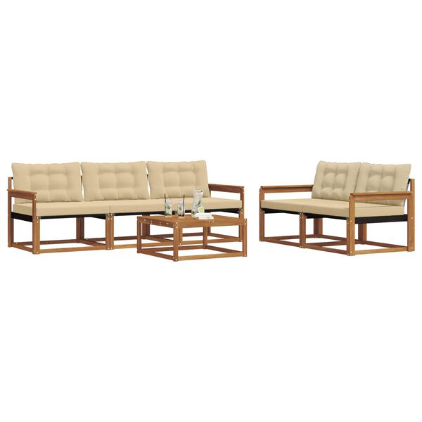 vidaXL Venkovn&iacute; pohovkov&aacute; souprava 6 pcs Přirozen&aacute; a B&eacute;žov&aacute;