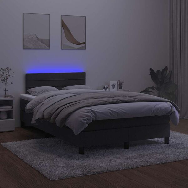vidaXL Box spring postel s matrac&iacute; a LED čern&aacute; 120 x 190 cm samet