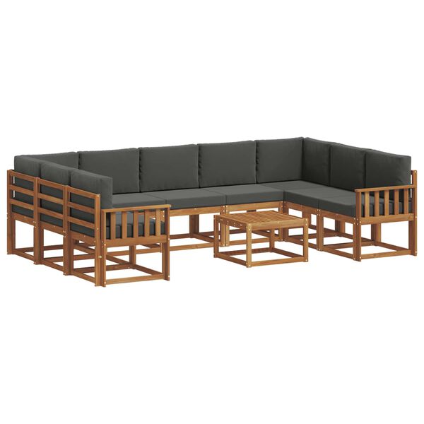 vidaXL Venkovn&iacute; pohovkov&aacute; souprava 10 pcs Přirozen&aacute; a Anthracitov&aacute;