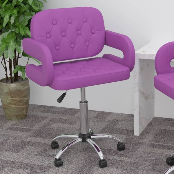vidaXL Otočn&aacute; j&iacute;deln&iacute; židle fialov&aacute; uměl&aacute; kůže
