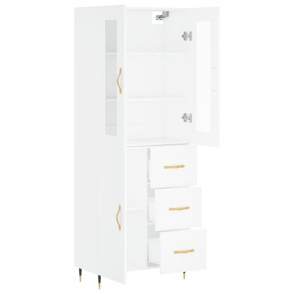 vidaXL Skř&iacute;ň highboard b&iacute;l&aacute; 69,5 x 34 x 180 cm kompozitn&iacute; dřevo