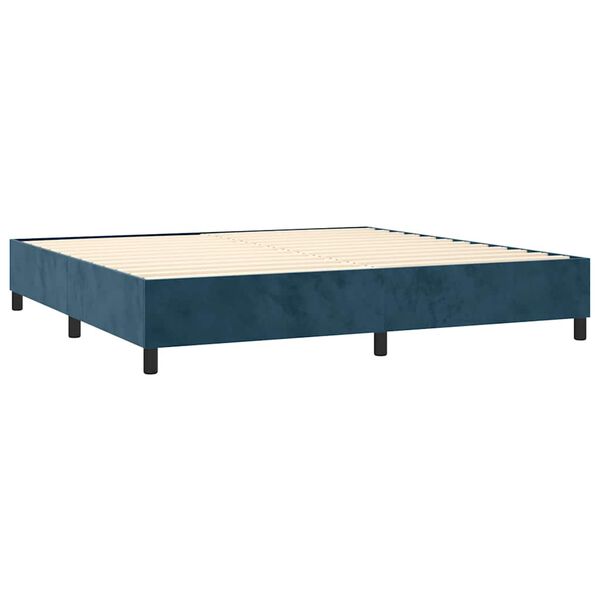 vidaXL Box spring postel s matrac&iacute; tmavě modr&aacute; 200x200 cm samet