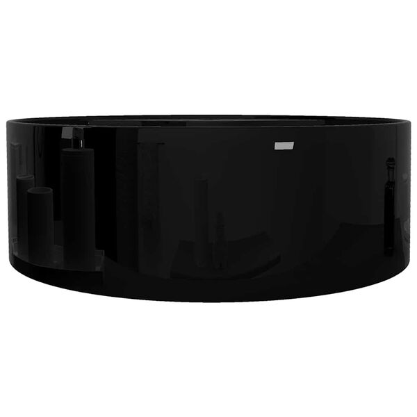 Keramick&eacute; umyvadlo s otvorem na baterii a přepadem, čern&eacute; kulat&eacute;