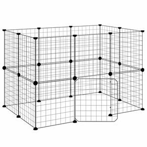 vidaXL 20panelov&aacute; ohr&aacute;dka pro zv&iacute;řata s dv&iacute;řky čern&aacute; 35 x 35 cm ocel