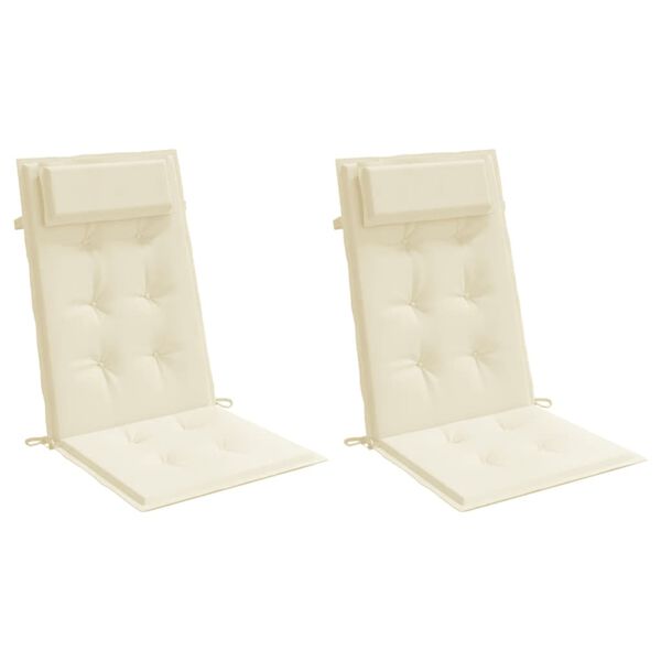 vidaXL Podušky na židli s vysokým opěradlem 2 ks krémové látka oxford