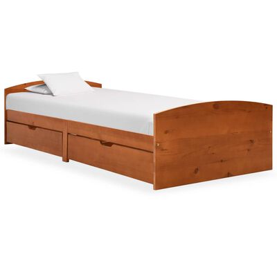 vidaXL Rám postele 2 zásuvky medově hnědý masivní borovice 90 x 200 cm