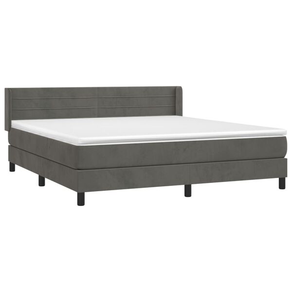 vidaXL Box spring postel s matrací tmavě šedá 180x200 cm samet