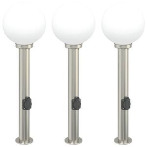 vidaXL Sloupkov&aacute; světla se z&aacute;suvkou 3 ks 80 cm nerezov&aacute; ocel IP44