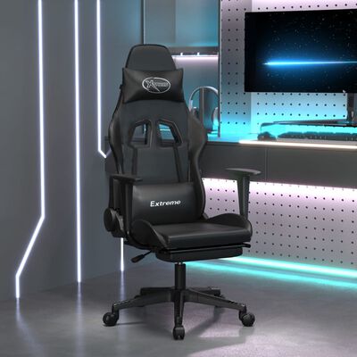 vidaXL Herní židle s podnožkou černá umělá kůže
