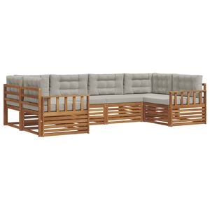 vidaXL Venkovn&iacute; pohovkov&aacute; souprava 6 pcs Př&iacute;rodn&iacute; a světle &scaron;ed&aacute;