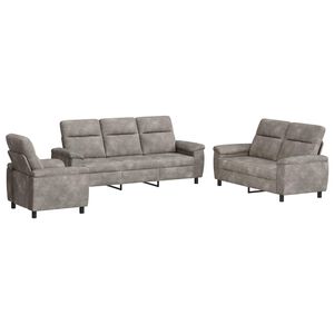 vidaXL Set pohovek 3 pcs Světle &scaron;ed&aacute; Uměl&aacute; semi&scaron;ov&aacute; kůže