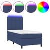 vidaXL Box spring postel s matrac&iacute; a LED modr&aacute; 90x190 cm textil