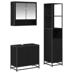 vidaXL Sada koupelnov&eacute;ho n&aacute;bytku 3 ks Čern&yacute; dub 35 x 37,5 x 166 cm