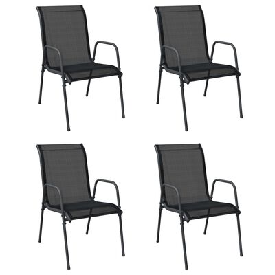 vidaXL Zahradní židle 4 ks ocel a textilen černé