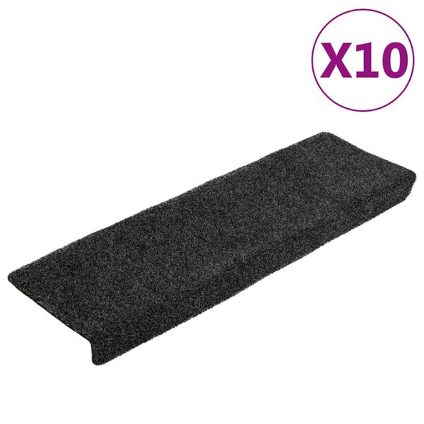 vidaXL Schodov&eacute; rohože samolepic&iacute; 10 ks 65 x 21 x 4 cm tmavě &scaron;ed&eacute; s obd&eacute;ln&iacute;kov&yacute;m okrajem