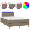 vidaXL Box spring postel s matrac&iacute; a LED taupe 120x190 cm textil