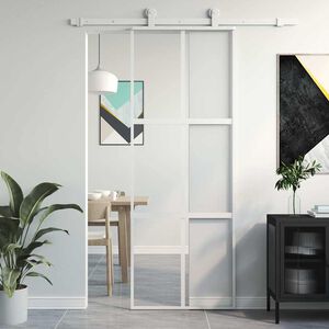 vidaXL Posuvn&eacute; dveře b&iacute;l&eacute; 76 x 205 cm tvrzen&eacute; sklo a hlin&iacute;k