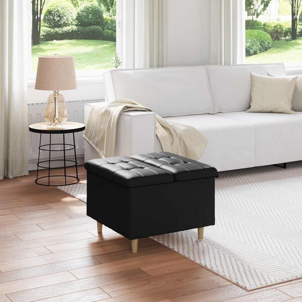 vidaXL Stolička na knofl&iacute;k Čern&aacute; 60 x 60 x 45 cm Uměl&aacute; kůže