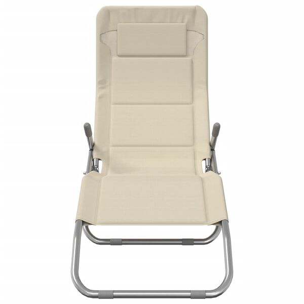 vidaXL Skl&aacute;dac&iacute; leh&aacute;tka 2 ks kr&eacute;mov&aacute; textilen a pr&aacute;&scaron;kovan&aacute; ocel