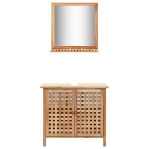 vidaXL Skř&iacute;ňka pod umyvadlo se zrcadlem masivn&iacute; ořechov&eacute; dřevo