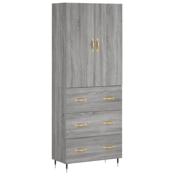 vidaXL Skř&iacute;ň highboard &scaron;ed&aacute; sonoma 69,5 x 34 x 180 cm kompozitn&iacute; dřevo