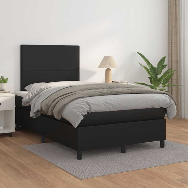 vidaXL Box spring postel s matrac&iacute; čern&aacute; 120x190 cm uměl&aacute; kůže