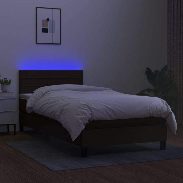 vidaXL Box spring postel s matrac&iacute; a LED čern&aacute; 90x200 cm textil