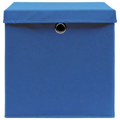 vidaXL Úložné boxy s víky 10 ks modré 32 x 32 x 32 cm textil