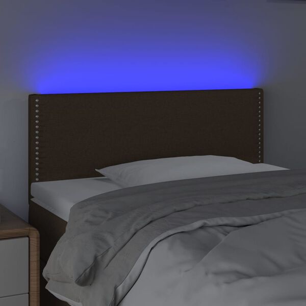 vidaXL Čelo postele s LED tmavě hněd&eacute; 100x5x78/88 cm textil
