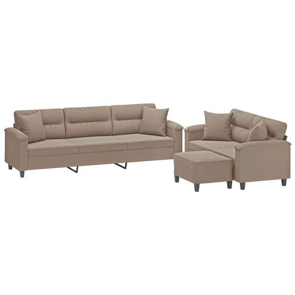 vidaXL 3d&iacute;ln&aacute; sedac&iacute; souprava s pol&scaron;t&aacute;ři taupe tkanina z mikrovl&aacute;kna