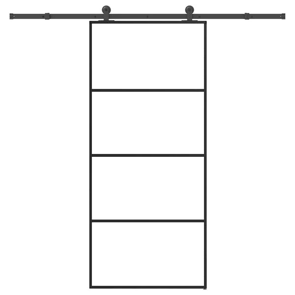 vidaXL Posuvn&eacute; dveře s kov&aacute;n&iacute;m 90x205 cm ESG sklo a hlin&iacute;k